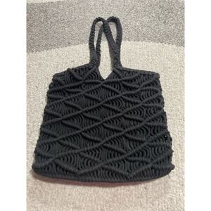 C&C California Crochet Purse Black Macramé Hand Bag Hippie Festival Beach Boho